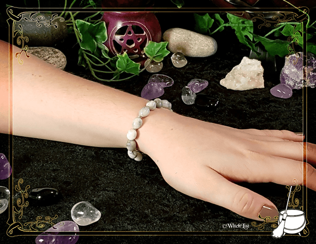Bracelet en pierres roulées de Calcite Grise