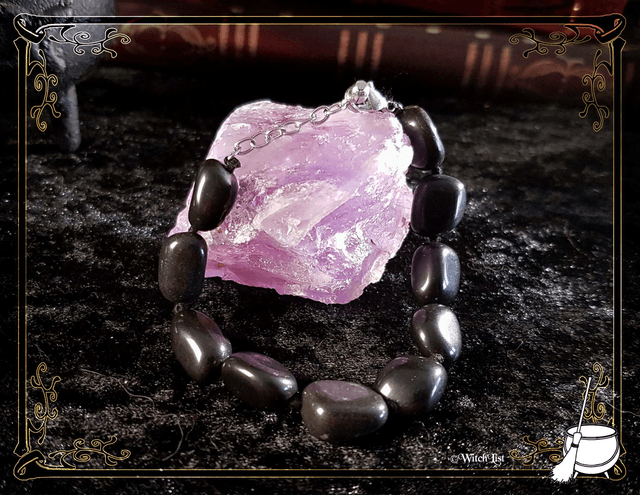 Bracelet en pierres roulées d'Onyx Noir