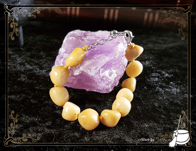 Bracelet en pierres roulées de Jaspe Jaune