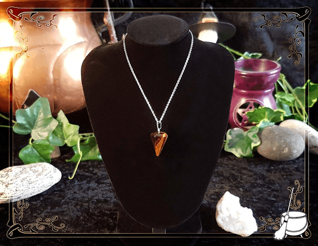 Pendentif-pendule en Œil de Tigre